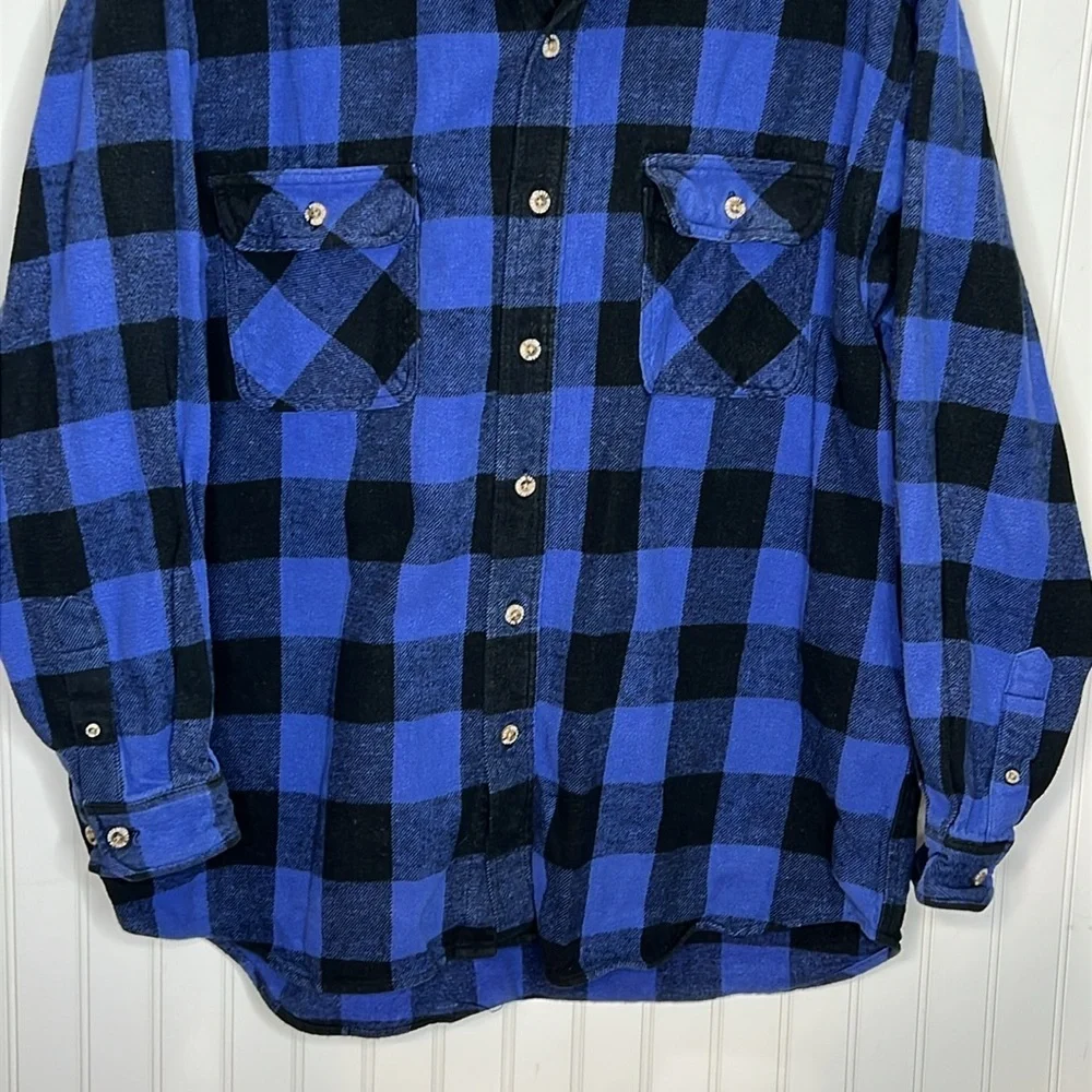 - Field & Stream Heavyweight Blue Plaid Flannel Shirt Size 2XL - Picture 3 of 8